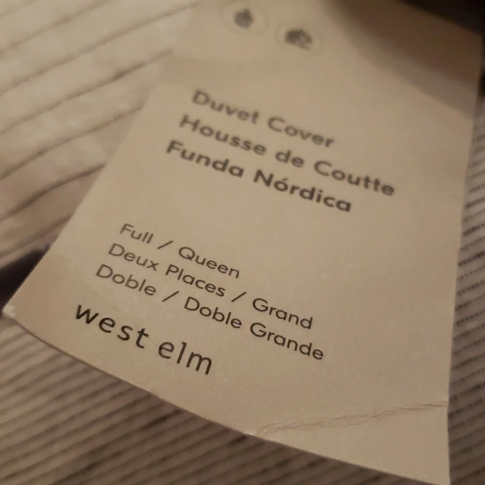 ❤️BUY 2 GET 1 FREE  West Elm European Flax Linen Graduated Stripe Duvet Covet
